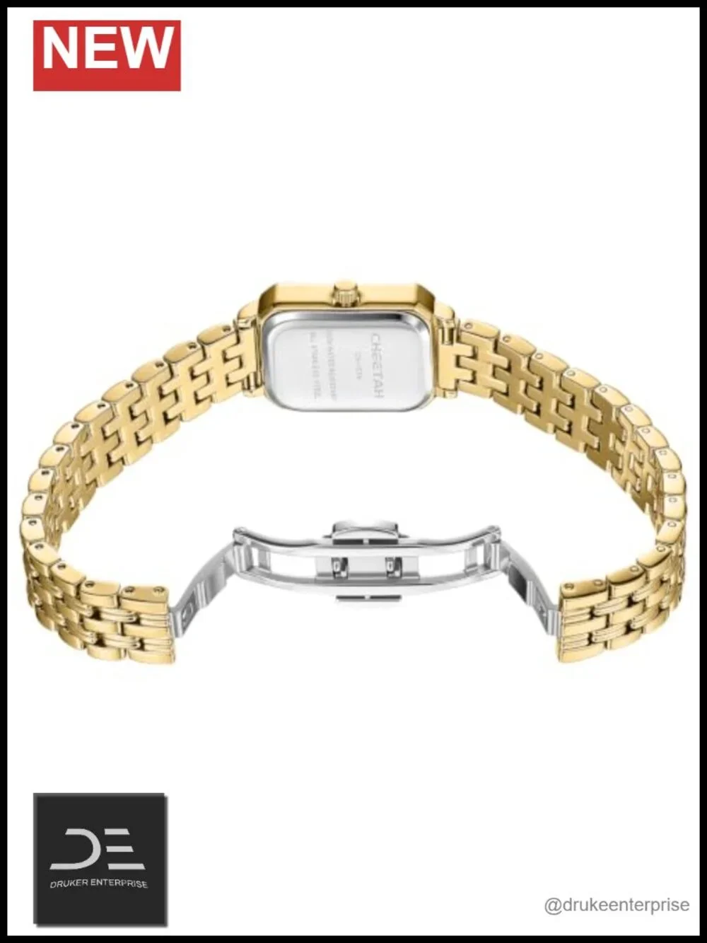 Dainty Women Two Tone Rectangular Stainless Steel Bracelet Watch